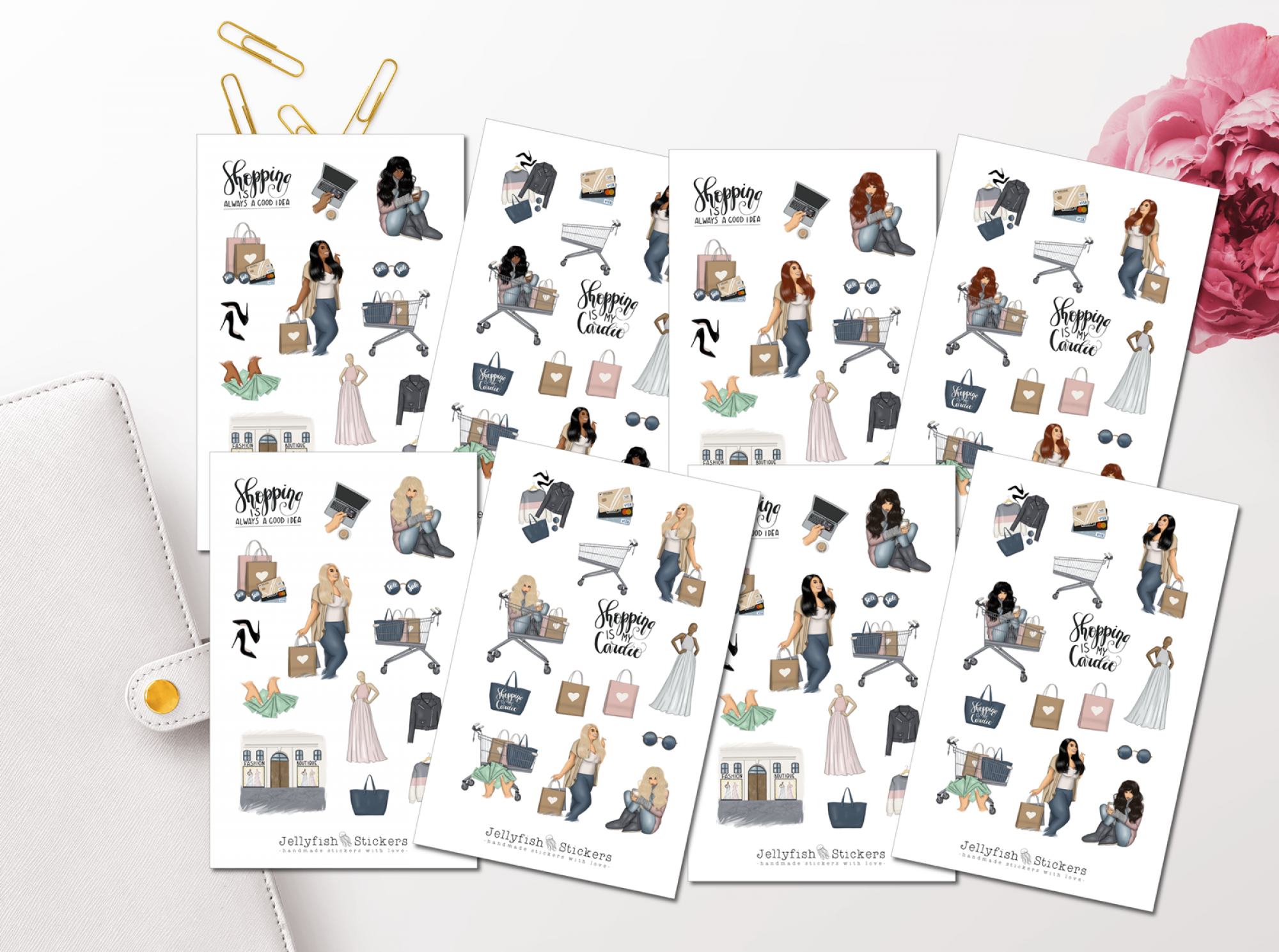 Mädchen Shopping Sticker Set